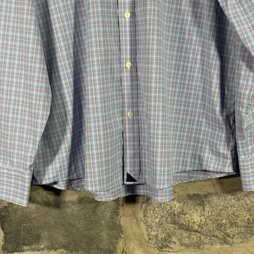 UNTUCKit XXL Plaid Shirt Mens Buehler 33987 Regular Fit‎ Blue Pink Long Sleeve